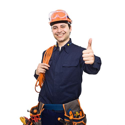 Electrician smiling while working