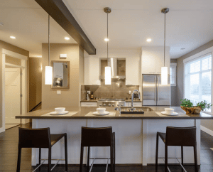kitchen interior with stainless steel appliances