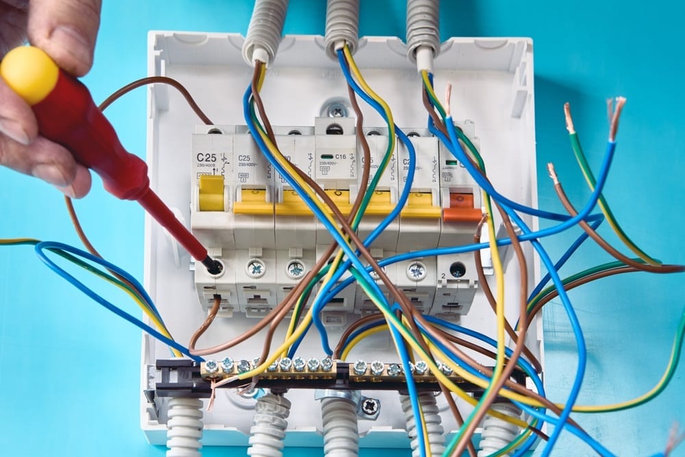 electric panel with circuit breakers
