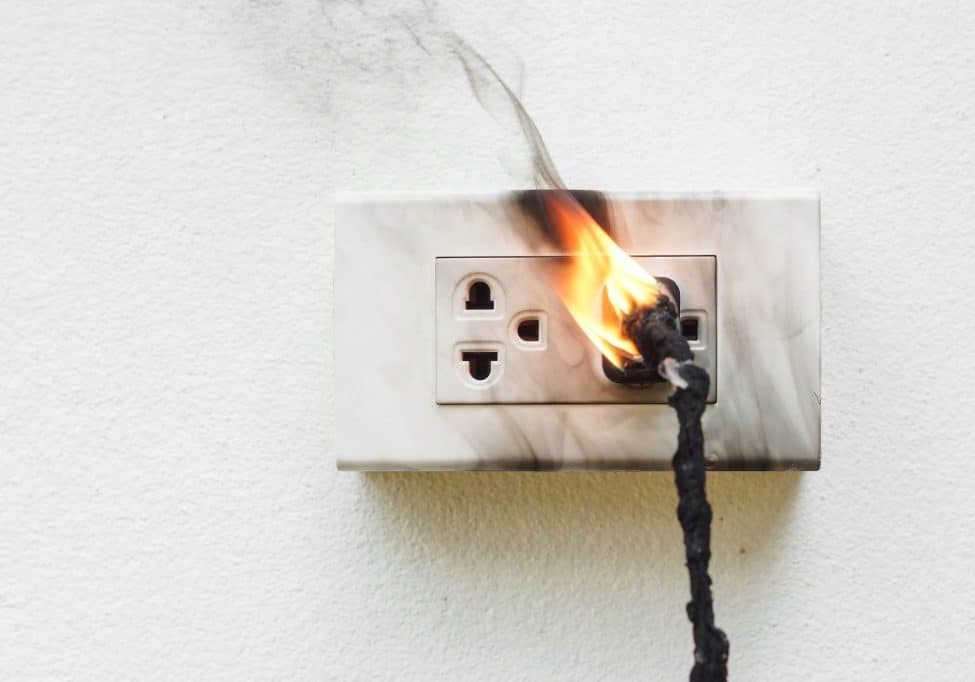Electrical outlet failure resulting in electricity wire burnt